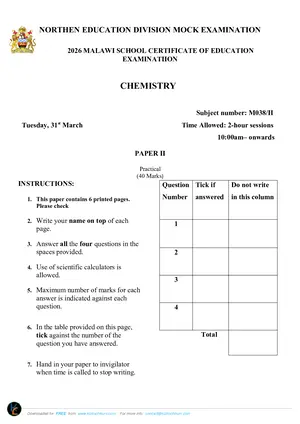 2026 NED MSCE Chemistry Paper II Mock with Answers - Preview
