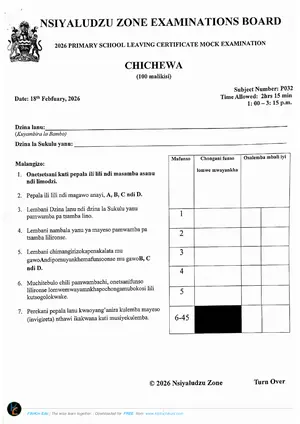 2026 Nsiyaludzu Zone Chichewa Mock 1 - Preview