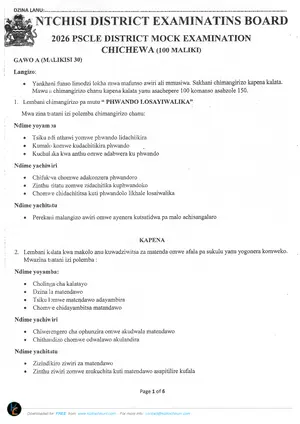 2026 Ntchisi PSLCE Chichewa Mock Past Papers - Preview