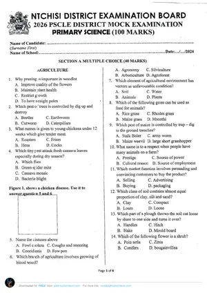 2026 Ntchisi PSLCE Primary Science Mock - Preview