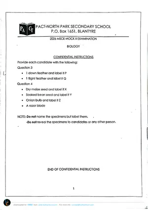 2026 PACT North Park Biology Paper II Mock - Preview