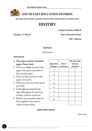 2026 SEED MSCE History II Mock - Preview