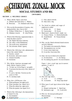 2026 St Martins Zone PSLCE Mock Social Studies with answers - Preview