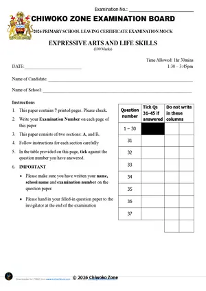 2026 Chiwoko Zone Arts and Life Skills Mock - Preview