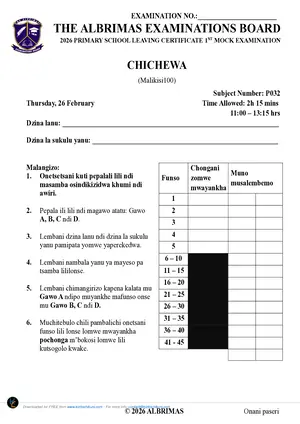 2026 ALBRIMAS Chichewa PSLCE Mock - Preview