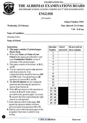 ALBRIMAS Mock 2026 English - Preview