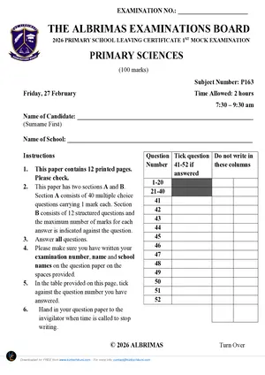 2026 The ALBRIMAS Primary science - Preview