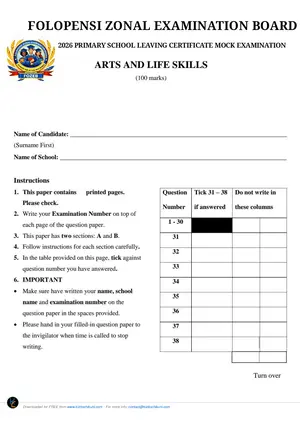 2026 Folopensi Zone Arts and Life Skills Mock - Preview