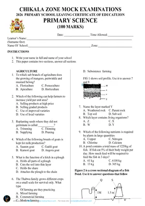 2026 Chikala Zone PSLCE Mock Primary Science Std 8 - Preview