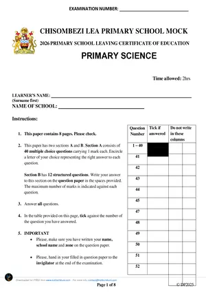 2026 Chisombezi LEA Mock 2026 (Blantyre Urban) - Preview