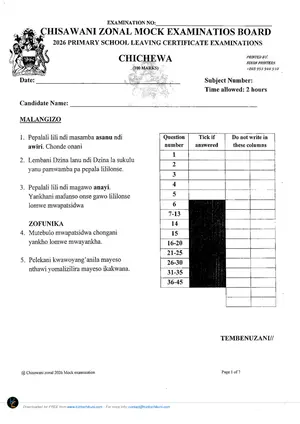 2026 Chisawani Zone Chichewa Mock - Preview