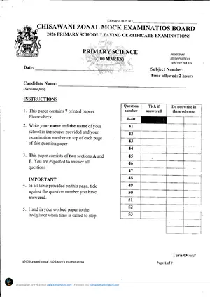 2026 Primary Science - Chisawani zonal mock - Preview