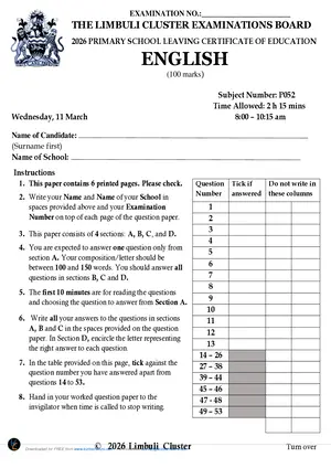 Limbuli Cluster 2026 Mock English - Preview