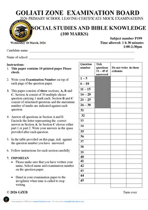 2026 Social - GOLIATI Zone Primary School Mock 2026 - Preview