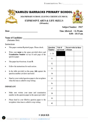 2026 Kamuzu Barracks Arts and Life Skills Mock - Preview