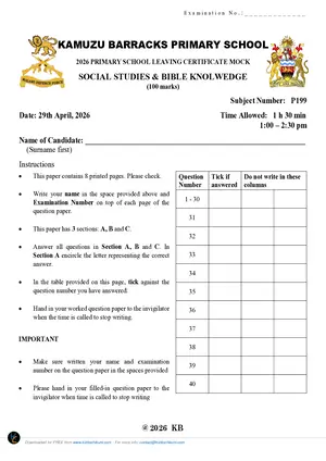 2026 Kamuzu Barracks Social and Religious Studies Mock - Preview