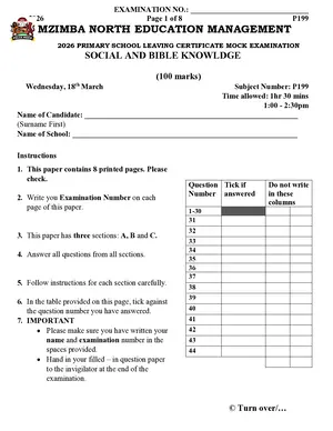 2026 Mzimba North Primary School Mock (Mzimba) - Preview