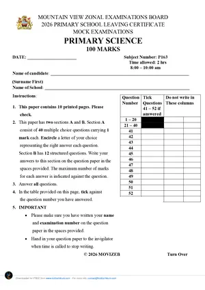 2026 Mountain View Zone Primary Science Mock - Preview