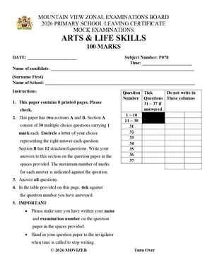 2026 Mountain View Zone Arts and Life Skills Mock - Preview
