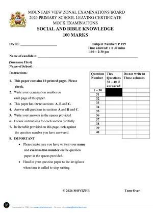 2026 Mountain View Zone Social and Religious Studies Mock - Preview