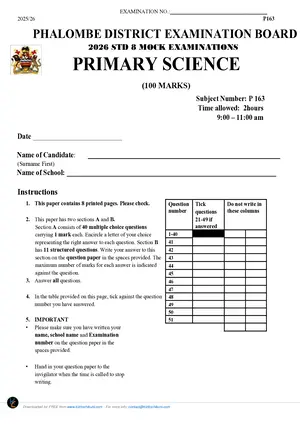 2026 Phalombe District Primary Science Mock - Preview