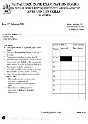 2026 Nsiya Zone Arts and Life Skills Mock - Preview