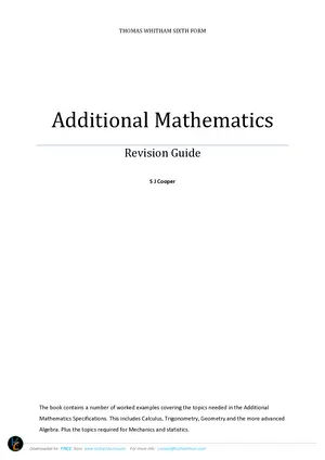 Additional Mathematics Revision Guide by SJ Cooper - Preview