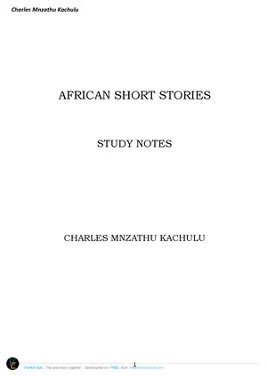 African Short Stories Study Notes by Charles Mnzathu Kachulu - Preview