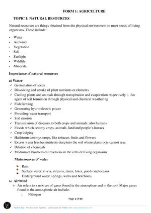Agriculture Form 1 Notes by Nyambelemon - Preview