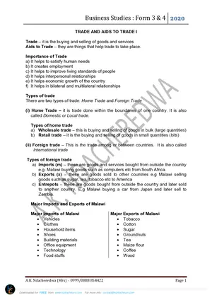 Business Studies Notes Form 3 & 4 - Preview