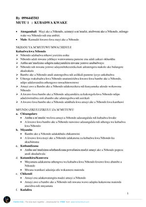 Chichewa Nthondo Study Notes by Manda - Preview