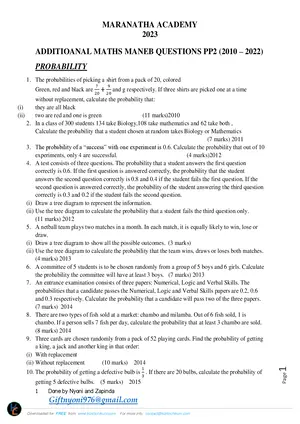 Compilation of MANEB MSCE Additional Mathematics Paper 2 Questions (2010-2022) by Nyoni - Preview