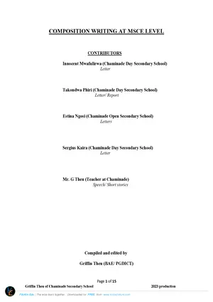 English Grammar Composition Writing Chaminade Secondary School - Preview