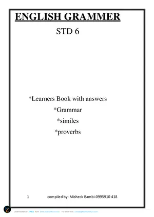 English Grammar for Standard 6 by Bambi - Preview