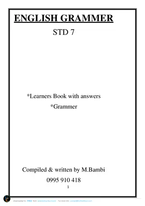 English Grammar for Standard 7 Pamphlet by Bambi - Preview