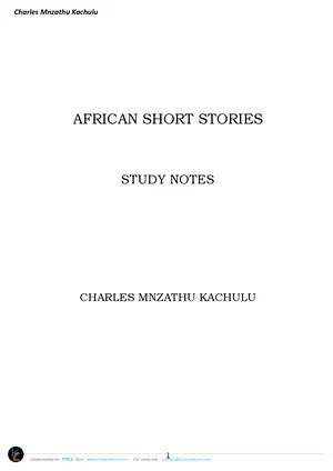 English Literature: African Short Stories Notes by Kachulu - Preview