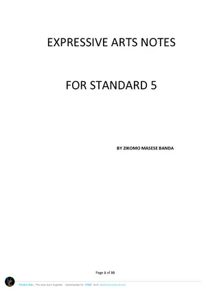 Expressive Arts Notes for Std 5 by Masese Banda - Preview