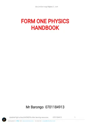 Form 1 Physics Notes by Mr Barongo - Preview