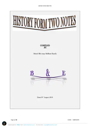 Form 2 History Notes by Blessings Banda - Preview