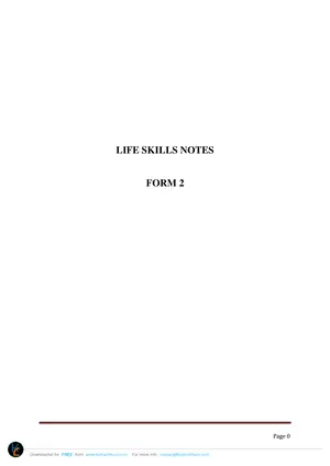 Form 2 Life Skills Notes by Unknown Author - Preview