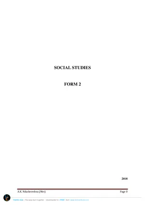 Form 2 Social Studies Notes by AK Ndacheredwa - Preview