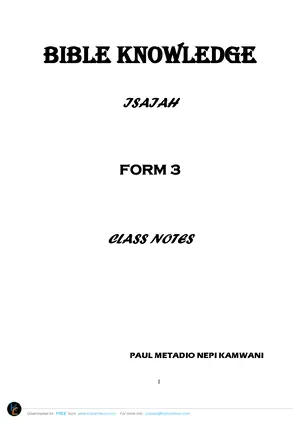 Form 3 Bible Knowledge (BK) Isaiah by Kamwani - Preview