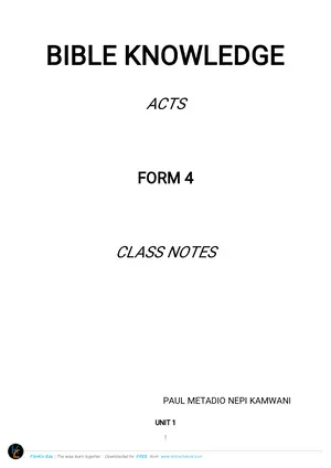 Form 4 Bible Knowledge Acts Teacher by Paul Kamwani - Preview