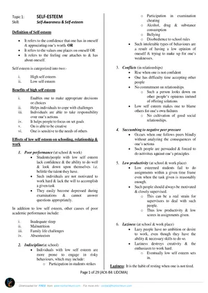 Form 4 Life Skills Notes by Lidoma Private Secondary - Preview