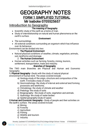 Geography Form 1 Notes by Isabokemicah - Preview