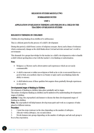 IPTE Religious Studies Summary Notes Module 2 - Preview