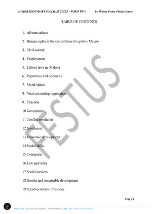JCE Form 2 Social Pamphlet by Wilson Festus Chisale Senior - Preview