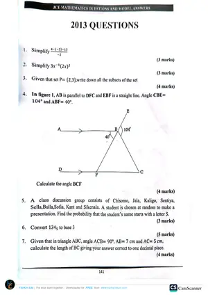 JCE Mathematics Questions and Model Answers - Preview