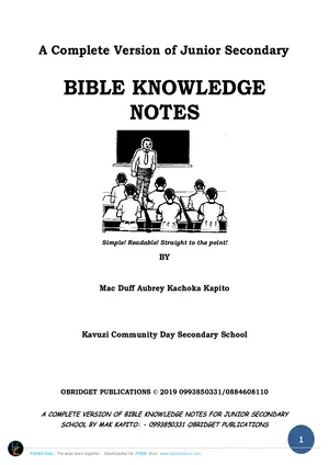Junior Certificate Examination Bible Knowledge (BK) Notes Term One - Preview