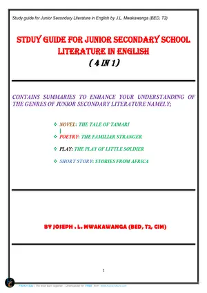 Junior Certificate Examination JCE English Literature by Joseph L. Mwakawanga - Preview